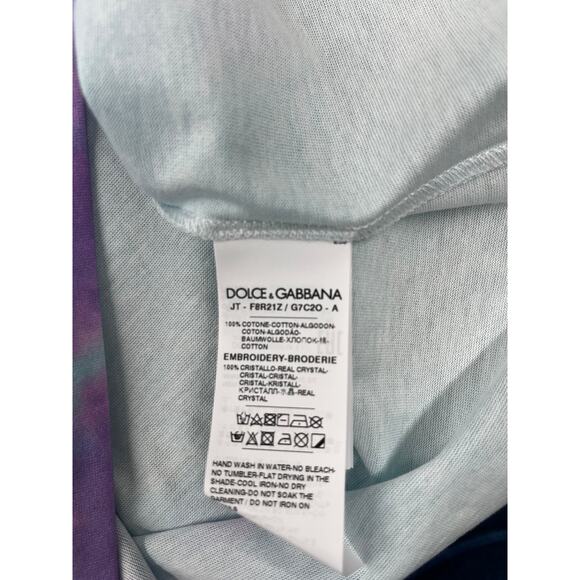 NWT Dolce & Gabbana Jennifer Jlo Crystal embellished tie-dye T-shirt IT 40 S - Picture 11 of 12